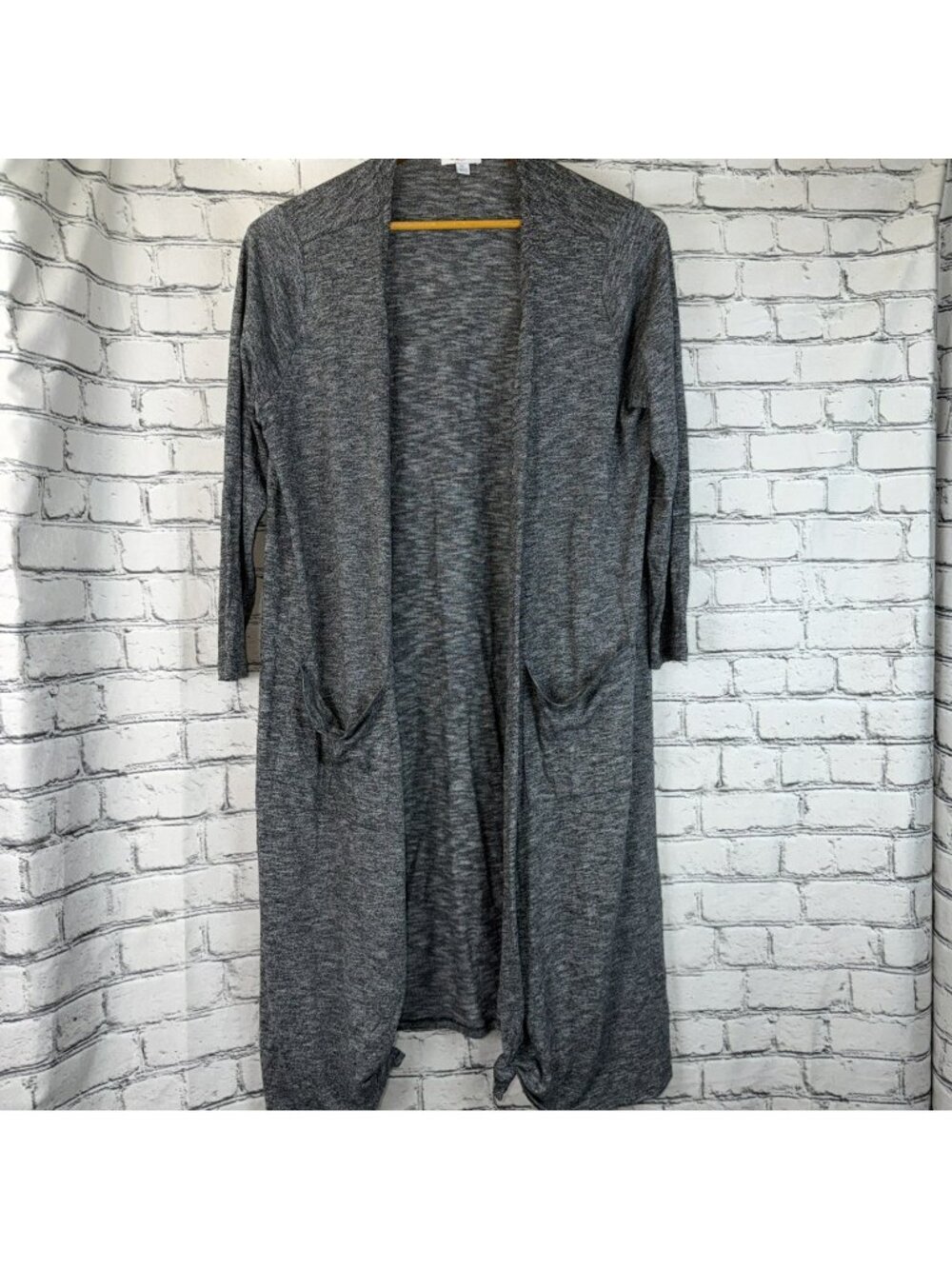 LULAROE WOMENS XL DUSTER COVER CARDIGAN ROBE GRAY POCKETS 3/4 SLEEVE LOUNGEWEAR